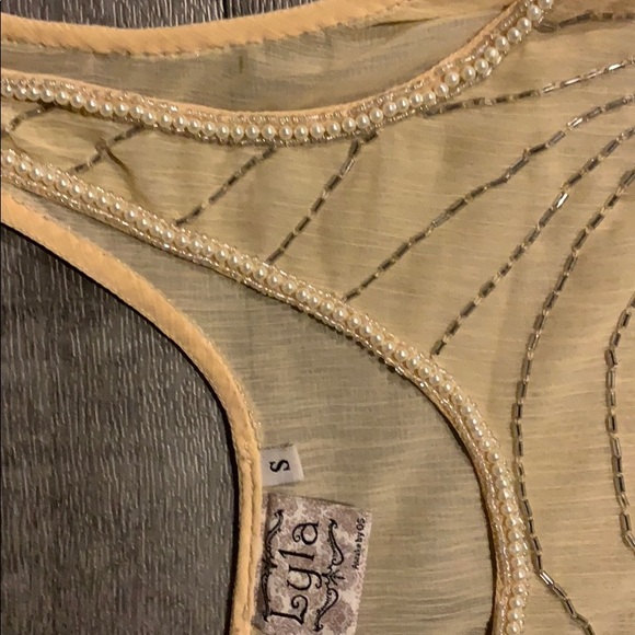 Sheer butter yellow beaded top - Picture 3 of 3